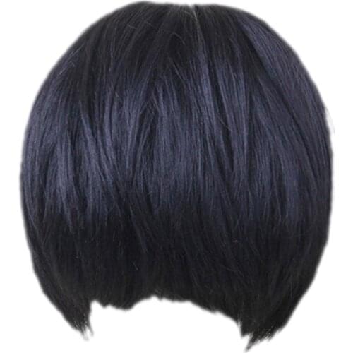 Black Short Straight Bob 100% Real Human Hair Wigs with Cap Bangs for Girls