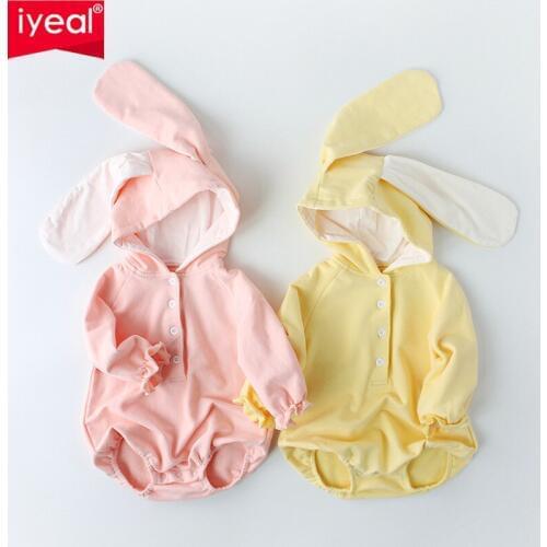IYEAL Lovely Baby Boys Girls Clothes with Cartoon Hooded Ears Long Sleeves Bodysuit Kids Newborn Toddler Outfits