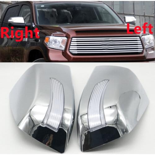 For Toyota Tundra Sequoia 2007-2021 Front Left Right Side Rearview Mirror Shell Chrome Cover With LED Light