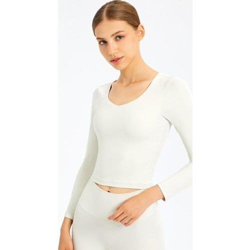 Yoga T-shirt Blouse Long Sleeve Sports Top Women Padded Running Autumn and Winter High Elastic Naked-feel Fabric Gym Fitness