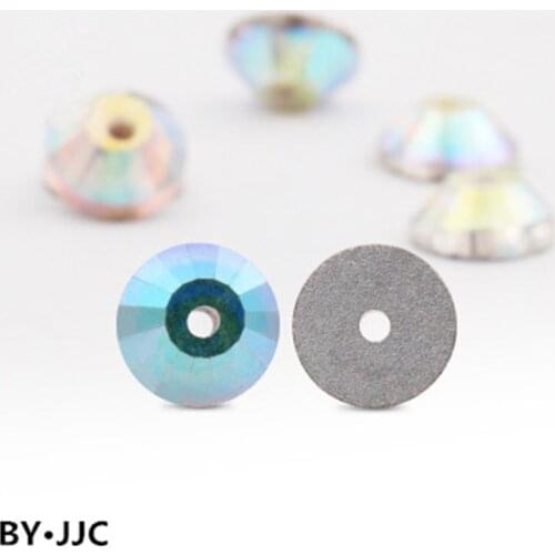 BY JJ 4-8mm round crystal AB/ transparent silver bottom sew on rhinestone beads sewn on stone with single hole diy accessories