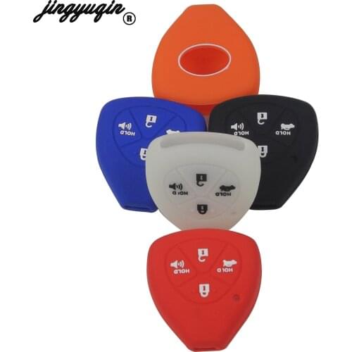 Jingyuqin 10pcs 4 Button Silicone Car Keyless Remote Key Case Shell Cover For TOYOTA Corolla Camry