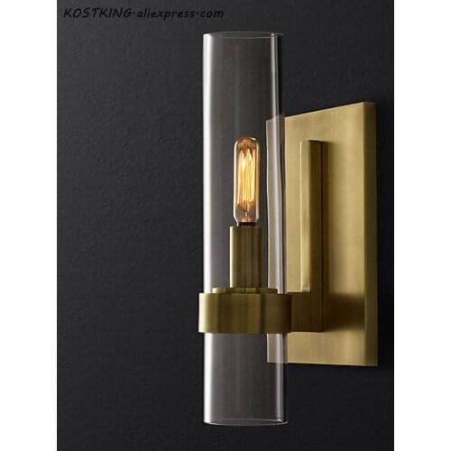 KOSTKING modern Retro crystal Wall Lamp gold iron Restaurant Cognac indoor lighting bedside lamp Wall Lamp sconce