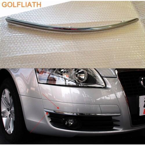 GOLFLIATH for Audi A6 2005-2008 ABS Chrome stripes of front bumper head light fog lamps cover
