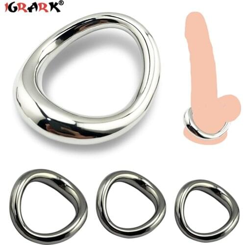 Male Ball Scrotum Stretcher Metal Penis Lock Cock Ring BDSM Bondage Restraint Delay Ejaculation Sex Toy for Men Adult Supplies