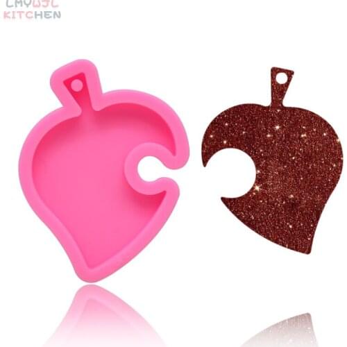 2020 New Silicone Mirror Epoxy Leaf Shape Keychain Pendant Mold DIY Making Cake Decoration Materials Baking Resin Mold