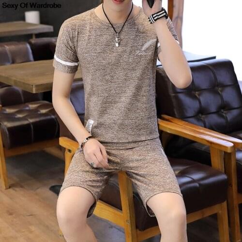 2021 summer new American fashion mens t-shirt mens leisure jogging suit casual men set t shirt and short