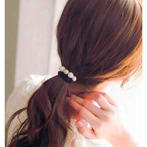 New Fashion sweet ponytail holder band cute women girls Frosted imitation pearl hair rope