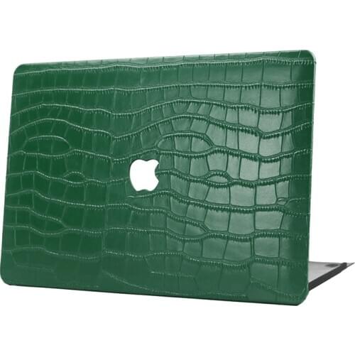Monogrammed Initial Letters Green Crocodile Leather Case For Macbook Air Retina 2020 Pro Cover Men Luxury Cover For Macbook