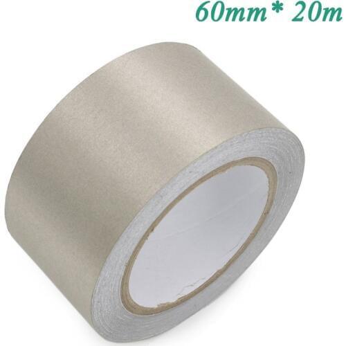 60mm* 20 meters Single Sided Adhesive Silver Conductive Fabric Cloth Tape PC Phone Cable Wraping EMI Shielding
