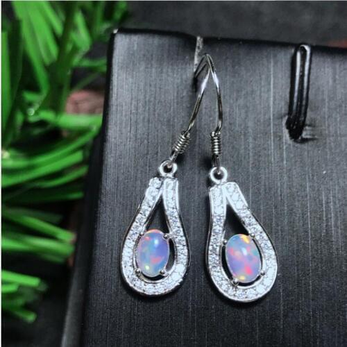 Opal earring Free shipping Nature real opal 925 sterling silverFine jewelry