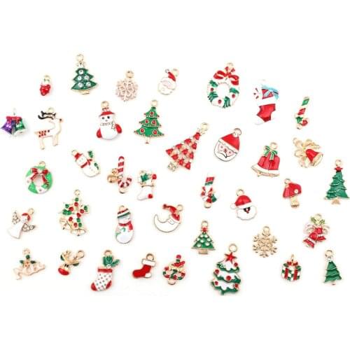 Christmas Pendant Charm for Necklace Bracelet Earring Jewelry Findings Making Assorted Enamel Christmas Charms Beads Xmas