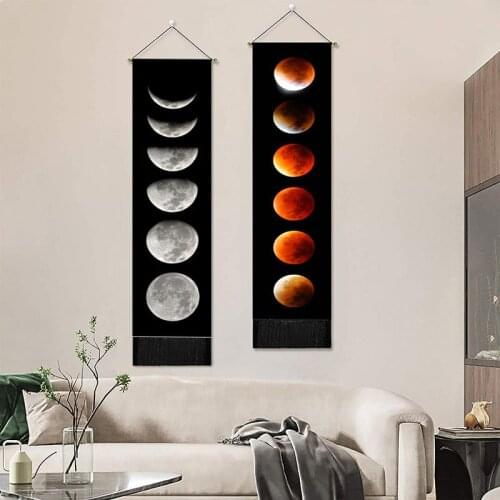 Moon Phase Hanging Tapestry Home Decoration Wall Art Bohemian Cotton Linen Tapestries Bedroom Living Room Decoration Aesthetic