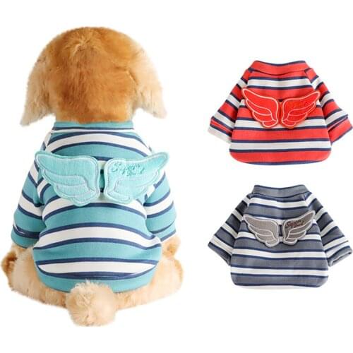 Dog Striped Sweatshirt with Cute Small WIng Warm Pet Clothes for Chihuahua Shih Tzu Puppy Cat Pullover