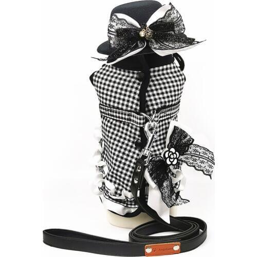 Cat Dog Harness for Small Dog Puppy Pet Dress Vest Harness Dog Leash Hat Cap Adjustable Design Flower Plaid Dress Yorkshire