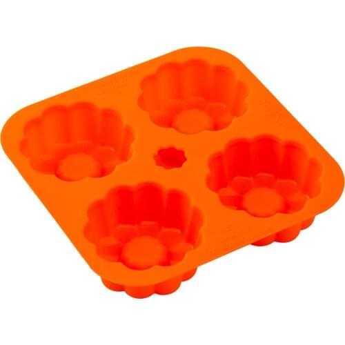 Silikon 4'lü Muffin & Cap Cake Mould Oven Mould Kitchen Bakeware Cookie Pudding Candy Baking Softbowl Non-Stick Clean
