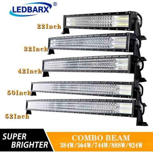 LEDBARX 4-Row 22 32 42 50 52" Inch Curved Led Light Bar 4X4 Combo Led Work Light Bar 12V 24V For Offroad Truck Car SUV ATV 4WD