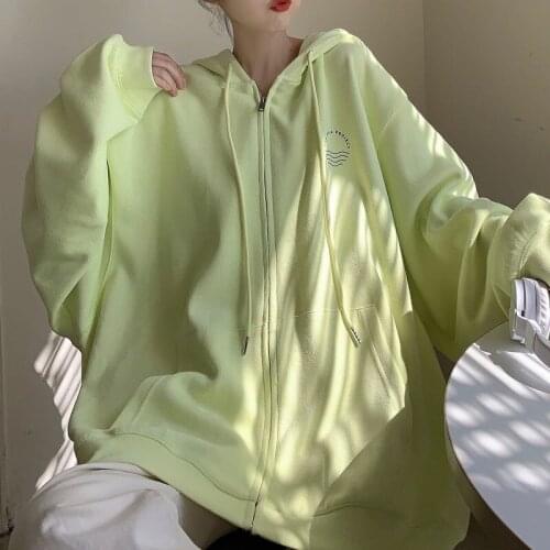 Cute Solid Zipper Hoodie Women Men Harajuku Sweatshirts Japan Kawaii Hoodie Casual Pullovers Tops Kawaii Oversize Basic Hoodies