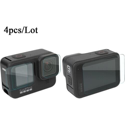 Screen Protector for GoPro Hero 9 Tempered Glass LCD Screen Protector + Lens Protector + PET HD Front Screen Protecto Accessory