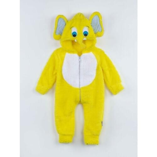 Yellow plush elephant veil baby boy hooded overalls seasonal cotton comfortable daily babies rompers models