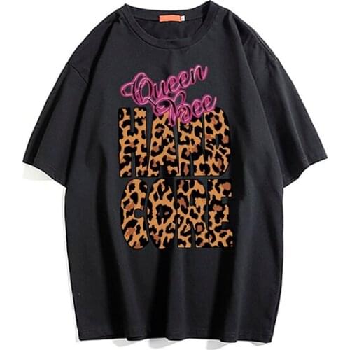Street Style Oversize Leopard Letter Print Women T Shirt Casual Short Sleeve Cotton TShirt 2021 Summer Plus Size O Neck Y2K Tops