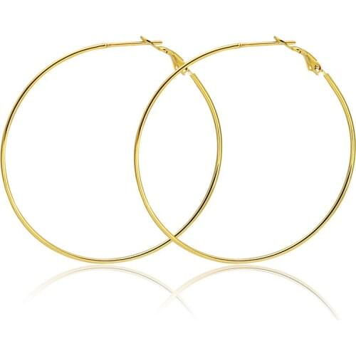 AsJerlya Hot Sale Big Circle Stainless Steel Woman Hoop Earrings Set For Women Party Jewelry Brincos Aros