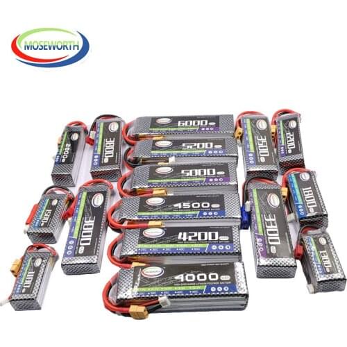 3S 4S 11.1V 14.8V 3000 3300 3500 4200 4500 5000 5200 6000mAh 30C 40C 60C RC LiPo Battery For Remote Control Toy Helicopter Drone