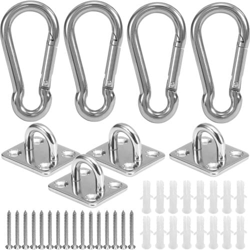 5mm Eye Plates Carabiners Screws Set Multifunctional Wall Mount Hanging Hook for Wall Mounting Hammocks Yoga Training