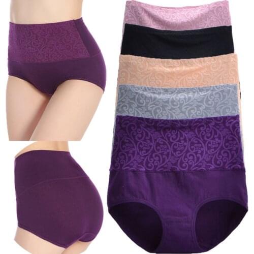 5pcs L-4XL Underwear Women Plus Size High Waist Cotton Panties Ladies Comfortable Soft Breathable Brief Underpants Big Size Pant
