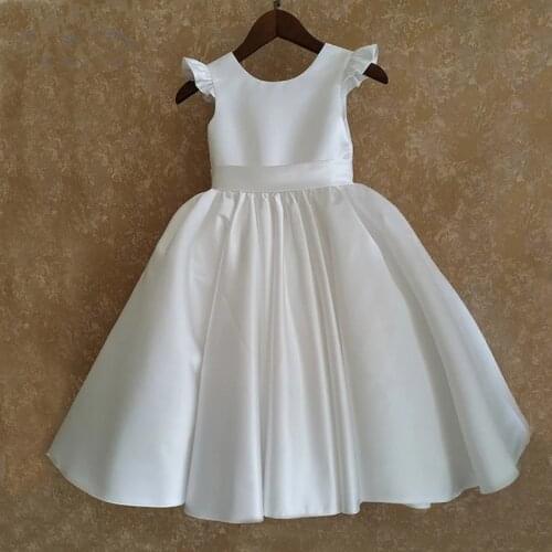 Satin Flower Girl Dresses Birthday Party Wedding Kids Clothes First Communion Dress