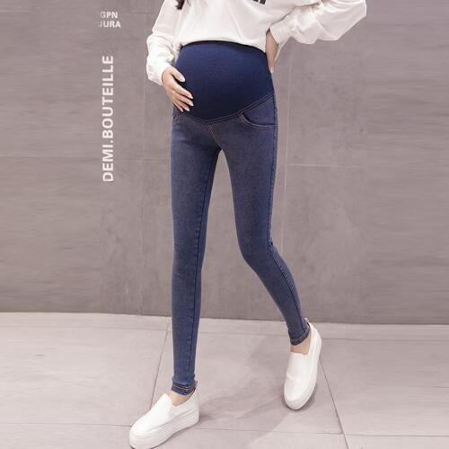 Pregnant womens pants spring thin section autumn and winter wear leggings stomach lift pants stretch feet pants nine points tro