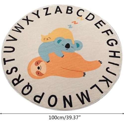 T5EC Cartoon Animal Print Baby Play Mat Crawling Carpet Kids Room Floor Rug Round Pad