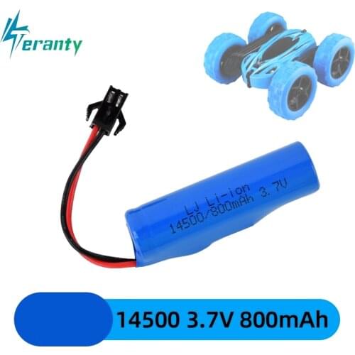 For JJRC C2 D828 RC Car Parts 14500 SM-2P 3.7v 800mah Li-ion Battery Rechargeable For RC Stunt Dump Car Battery Toys Accessories