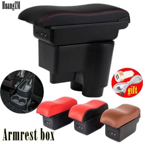 For Perodua Myvi 2014-2016 Armrest Box Dual layer Central Store content box with cup holder ashtray USB interface Car accessori
