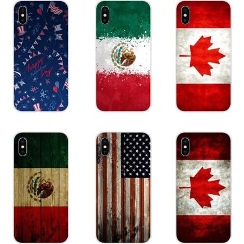 For Samsung A10 A30 A40 A50 A60 A70 M30 Galaxy Note 2 3 4 5 8 9 10 PLUS America USA Canada Mexico Flag Soft Transparent Bag Case