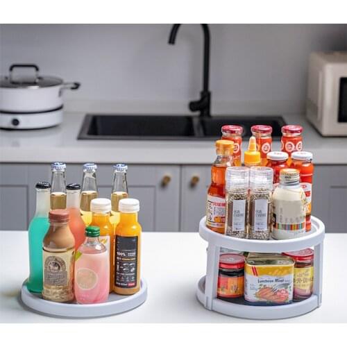 Double-Layer Kitchen Storage Shelf Spice Rack Organizer Seasoning Bottles Sundries Storage Holder