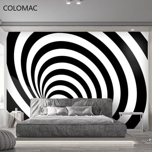 Colomac Custom Modern Black and White Striped Wallpaper Office Reception Counter Background Wall Room Decoration Drop Shopping