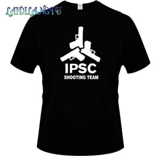Europe Size Solid color 100% Cotton T Shirt Mens IPSC Shooting Team Summer Skateboard Tee Boy Hip hop Skate Tshirt Tops