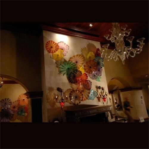 Glossy Wall Decor Plates 100% Hand Blown Murano Glass Wall Light for Wedding Decoration