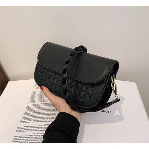 Personalized Woven Single Shoulder Small Bag Female 2021 Western Style Solid Color Underarm Bag Portable Fashion Simple Hand Bag