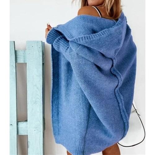 Women Casual Solid Color Jacket Coat Autumn Winter Fashion Long Cardigan Women Fashion Harajuku Loose Hoodies Knitted Sweater