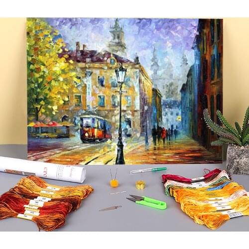 Oil Painting Style Pre-Printed 11CT Cross Stitch Patterns Embroidery DMC Threads Handiwork Handmade Handicraft Jewelry