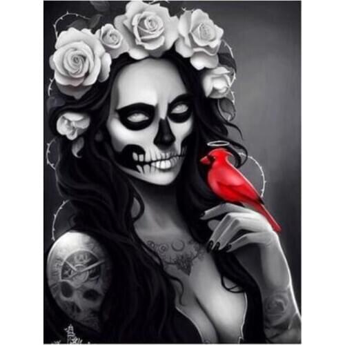 Sugar skull woman diamond painting halloween full rhinestone embroidery picture mosaic sticker diamond tapestry wall paper diy