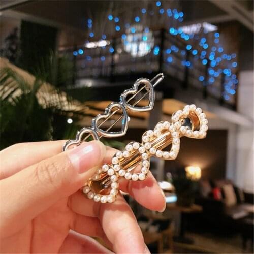 Korean Stylish Hot Deals Woman Hair Accessories Hollow Out Metal Hair Clip Young Girl Vintage Simple Classic Pearl Side Hairpin