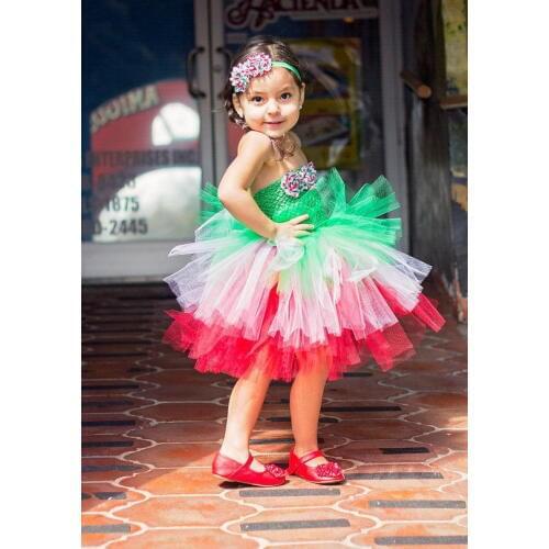 Cute Girls 3Layers Cake Tutu Dress Kids Crochet Corset Tulle Dress Baby Ballet Tutu with Flower Headband Children Party Dresses