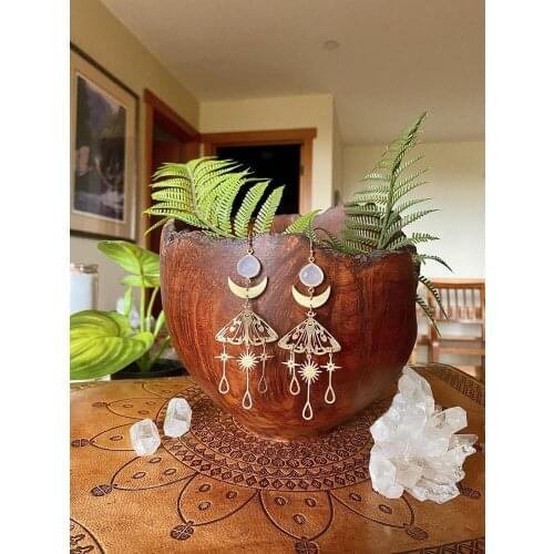 The Moth Fairy Dangle Earrings, Nature Jewellery, Gothic Jewelry,celestial Earrings