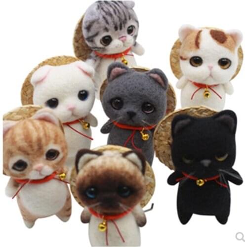 0 Basic Adult handmade DIY cat meow Star Birthday Gift wool needlepoint kit wool felt needle felting decoration craft needlecra