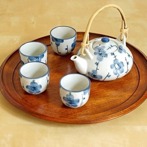Grape tea set Japanese style household simple ceramic kungfu tea pot cup wooden tray gift box porcelain teapot teacup teaware