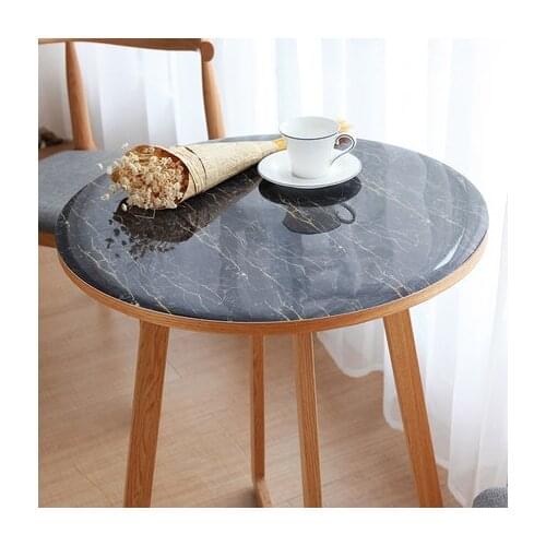 New Arrive Black Marble PVC Round Table Cloth Table Cover Soft Glass Cloths Protect the Desktop Coffee Table Mat Free Shipping