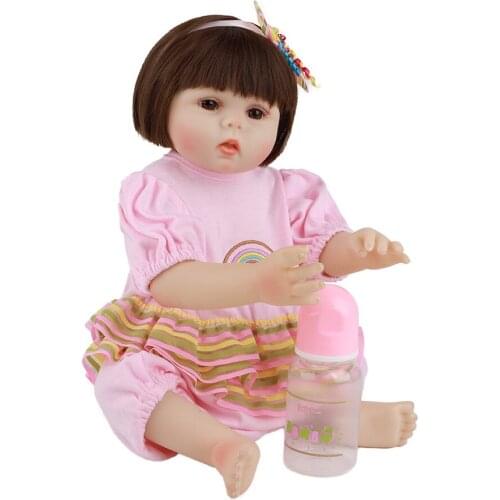 48 cm general silicone childrens toys, straight hair with bowknot, holiday gifts, pure handmade